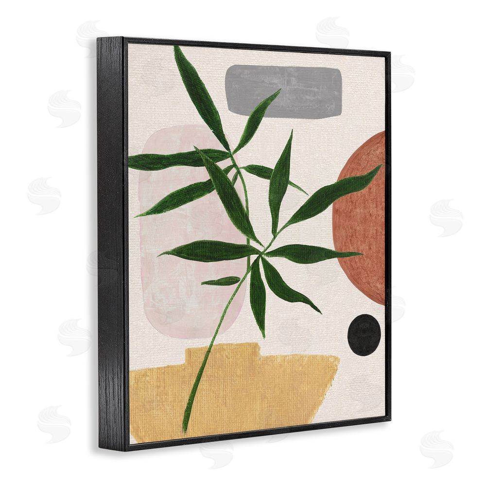 Janet Tava House Plant & Abstract Shapes Black Framed Giclee Wall Art Print