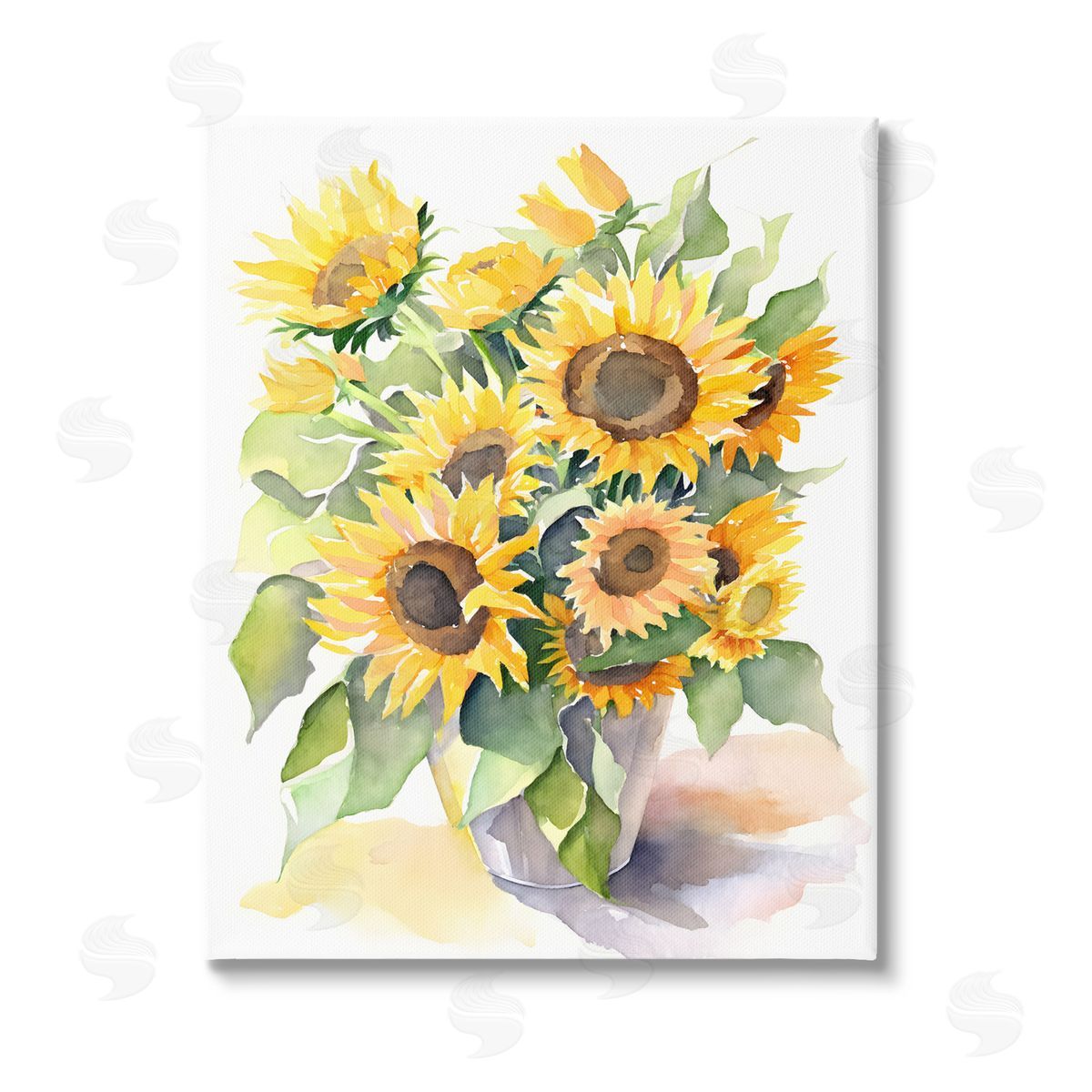 Petal Prints Design Modern Sunflowers on White Stretched Canvas Wall Art Print