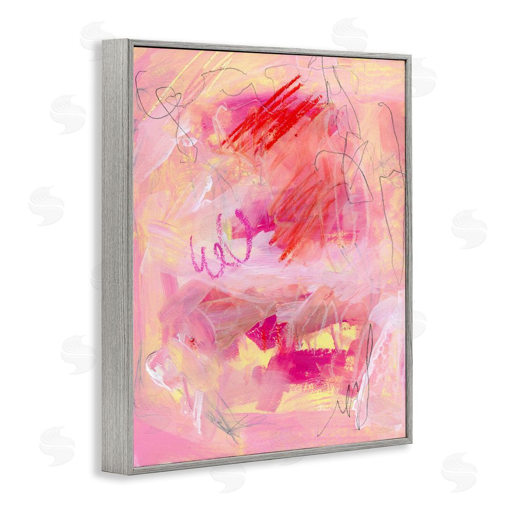 Jennifer Paxton Parker Pink Chaotic Scribble Gray Framed Giclee Wall Art Print