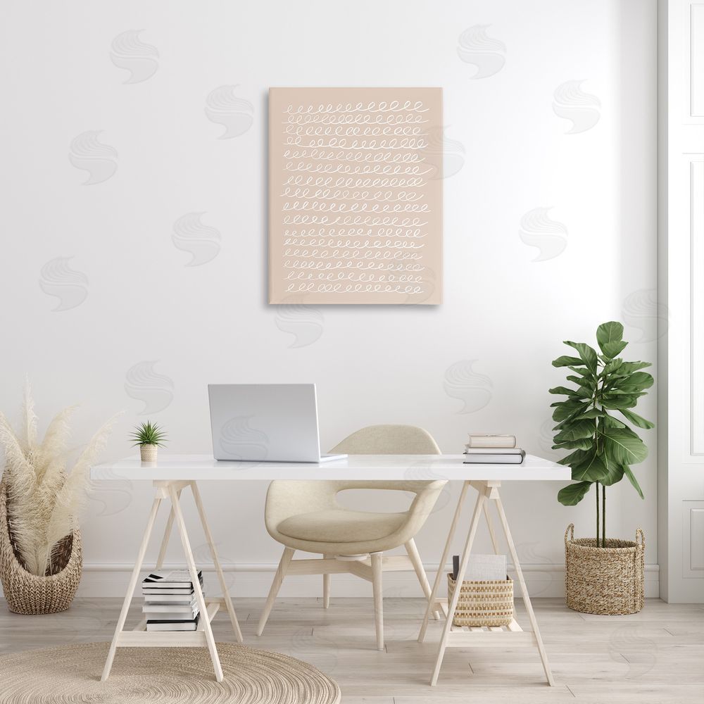 Victoria Borges Modern Beige Squiggle Canvas Wall Art Print in Room