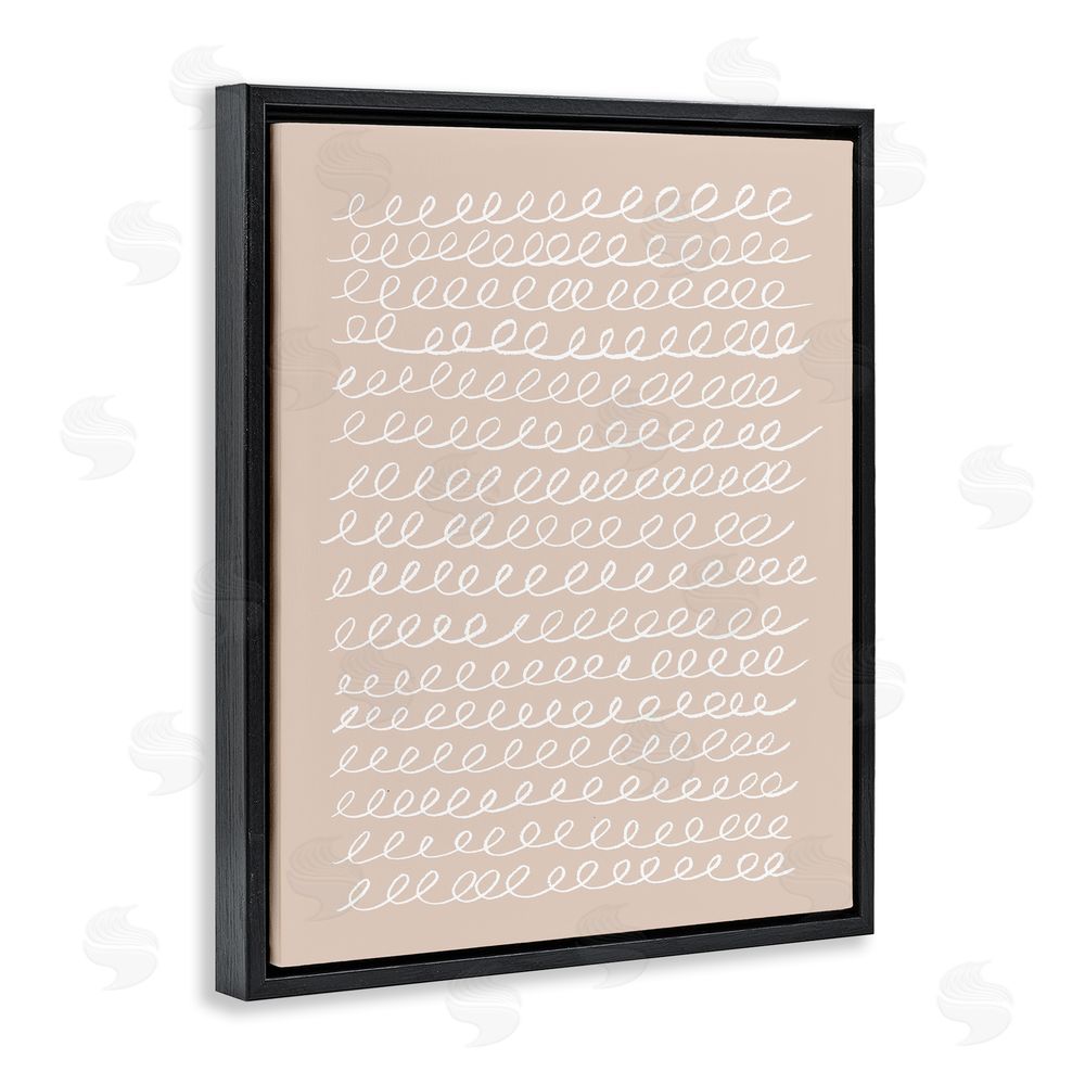 Victoria Borges Modern Beige Squiggle Black Floating Frame Canvas Wall Art Print