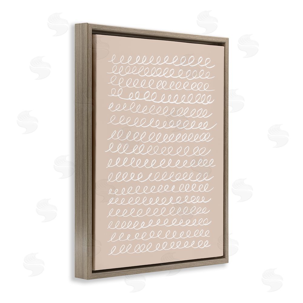 Victoria Borges Modern Beige Squiggle Brown Floating Frame Canvas Wall Art Print
