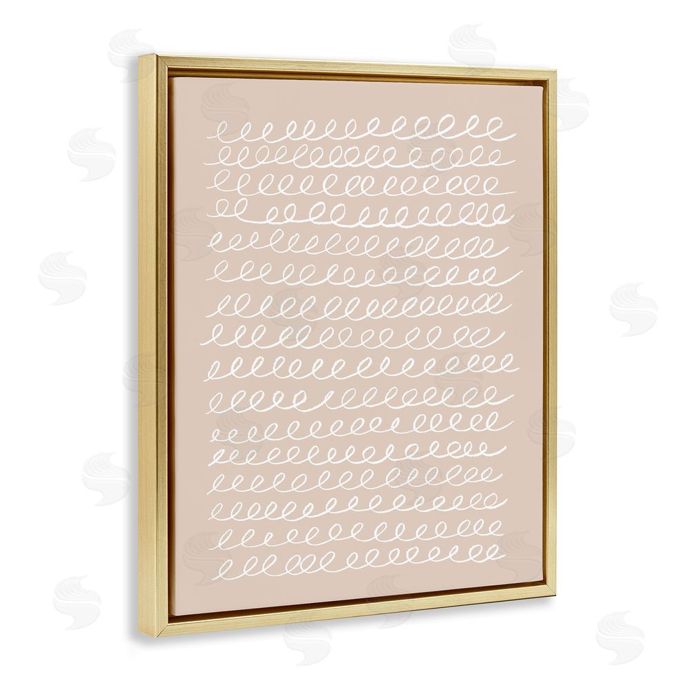 Victoria Borges Modern Beige Squiggle Gold Floating Frame Canvas Wall Art Print