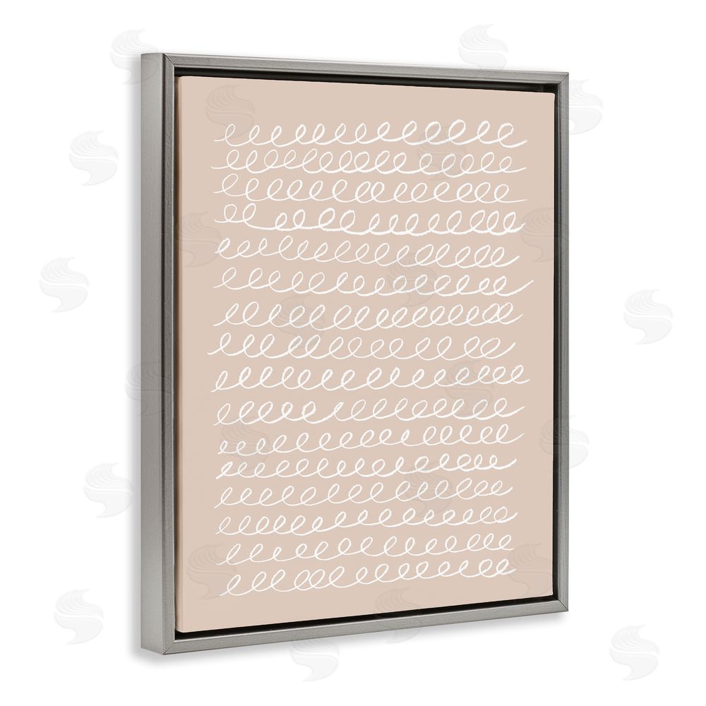 Victoria Borges Modern Beige Squiggle Grey Floating Frame Canvas Wall Art Print