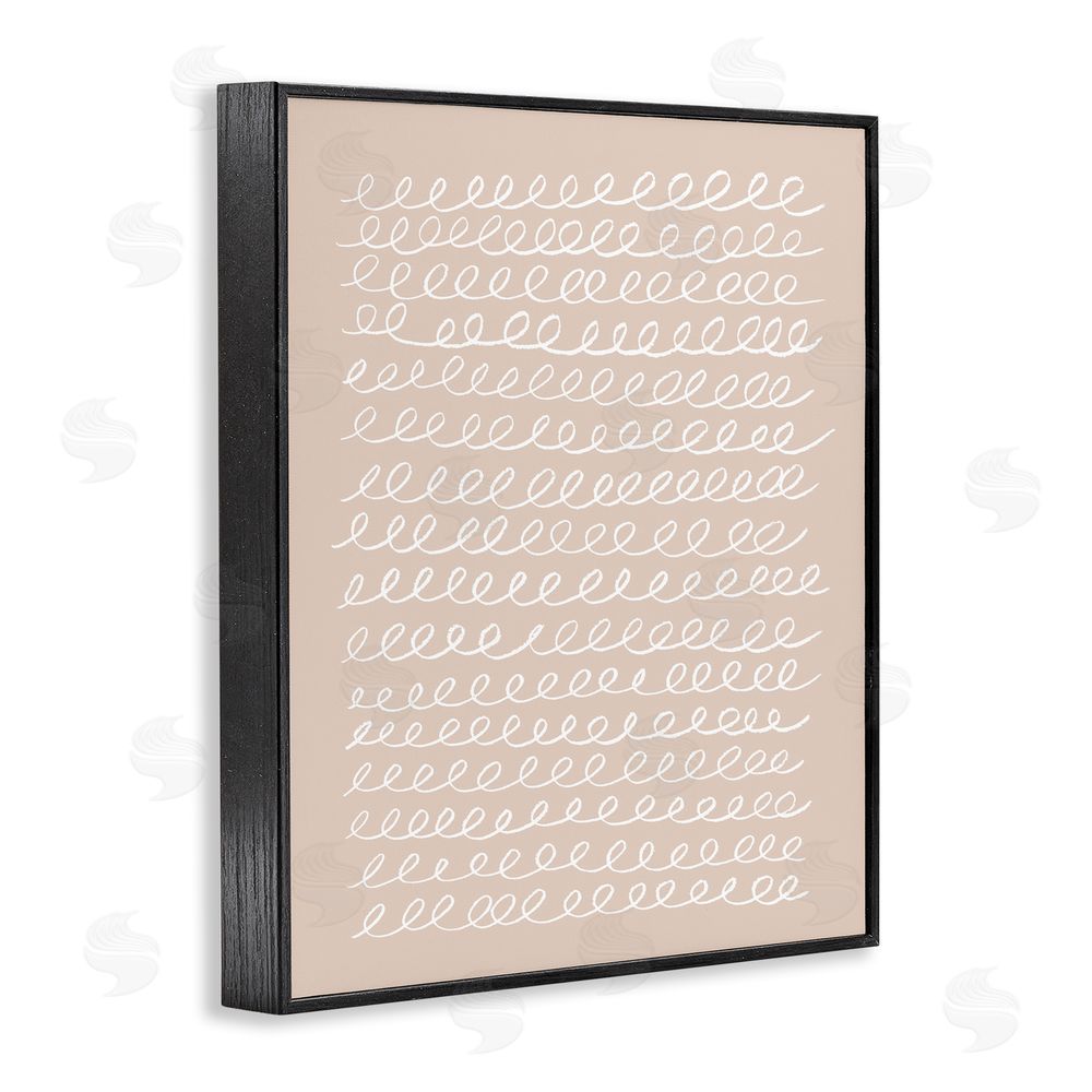 Victoria Borges Modern Beige Squiggle Black Framed Giclee Wall Art Print