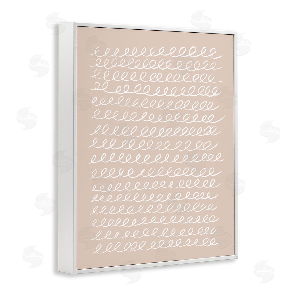 Victoria Borges Modern Beige Squiggle White Framed Giclee Wall Art Print