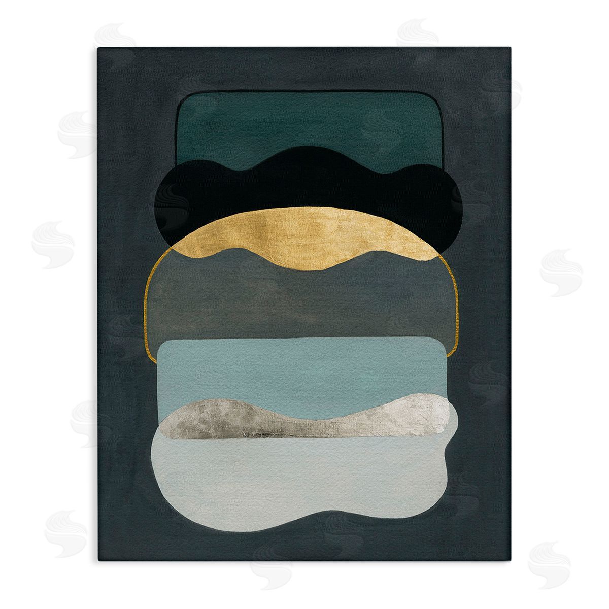 Grace Popp Dark Layered Shapes Stretched Canvas Wall Art Print