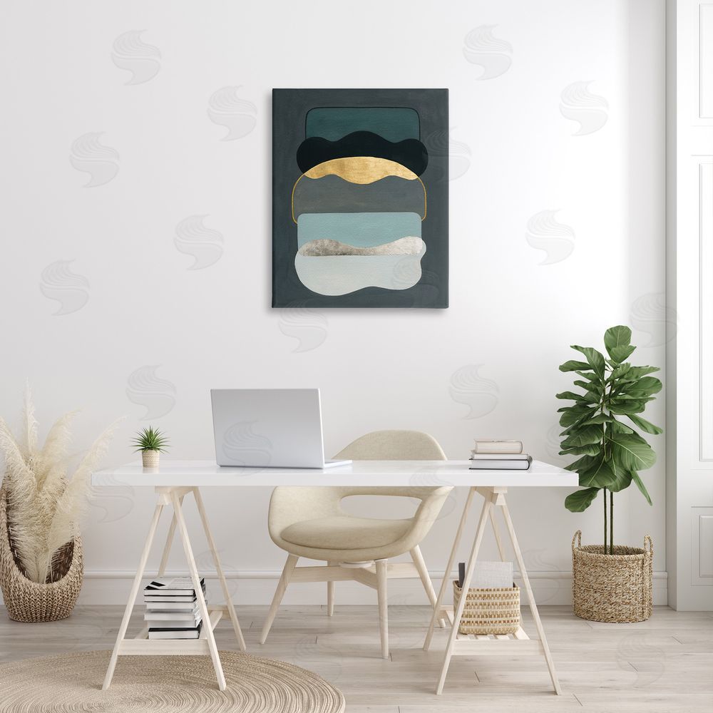 Grace Popp Dark Layered Shapes Canvas Wall Art Print in Room
