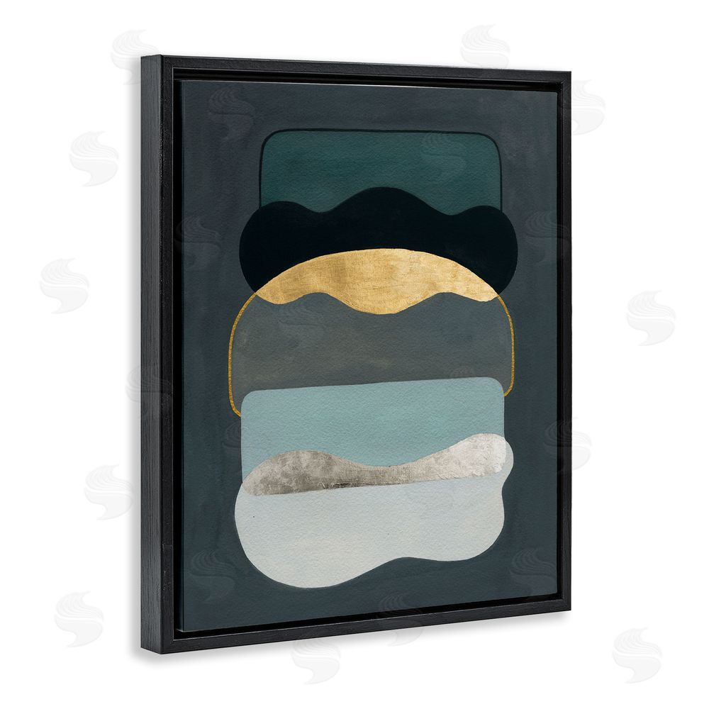 Grace Popp Dark Layered Shapes Black Floating Frame Canvas Wall Art Print