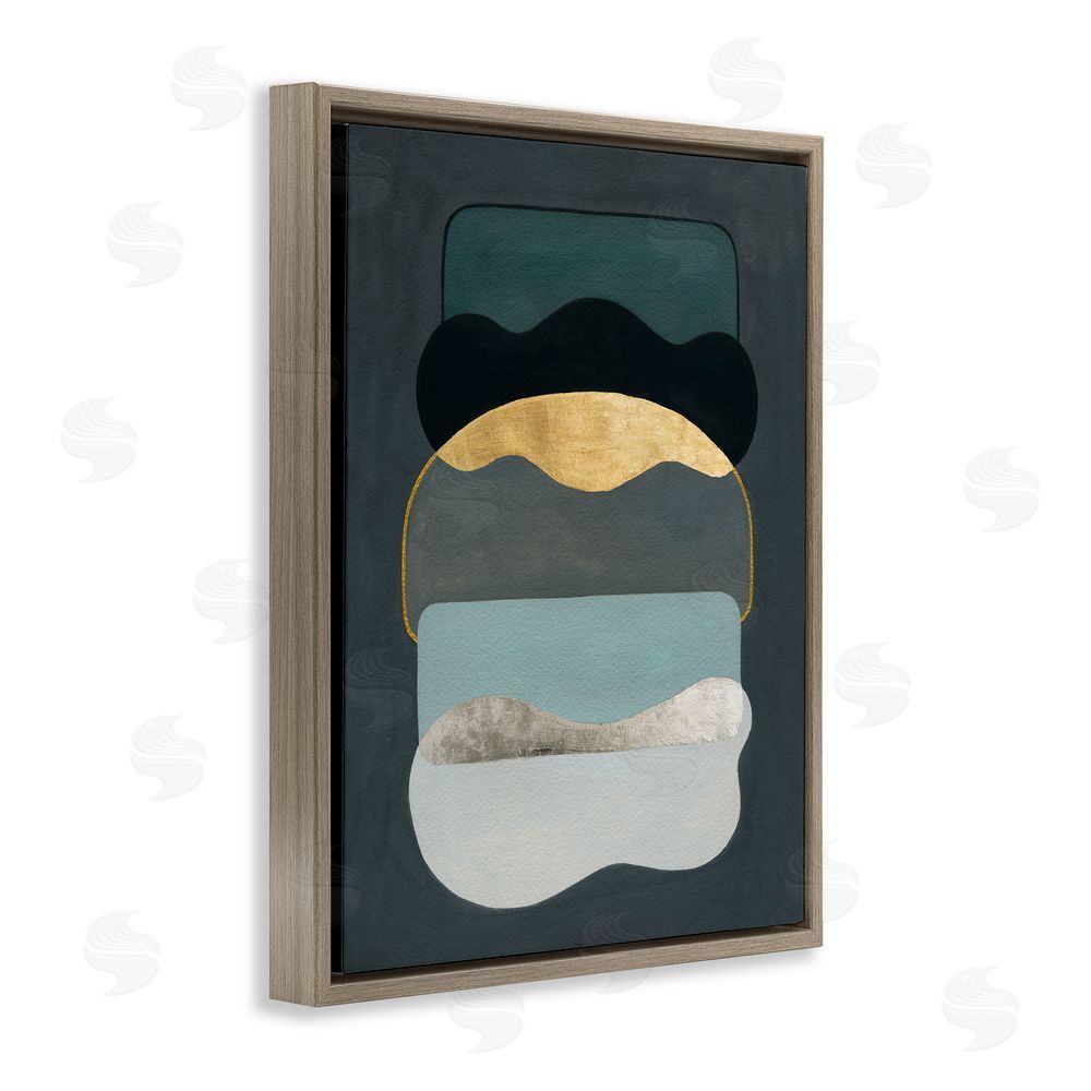 Grace Popp Dark Layered Shapes Brown Floating Frame Canvas Wall Art Print