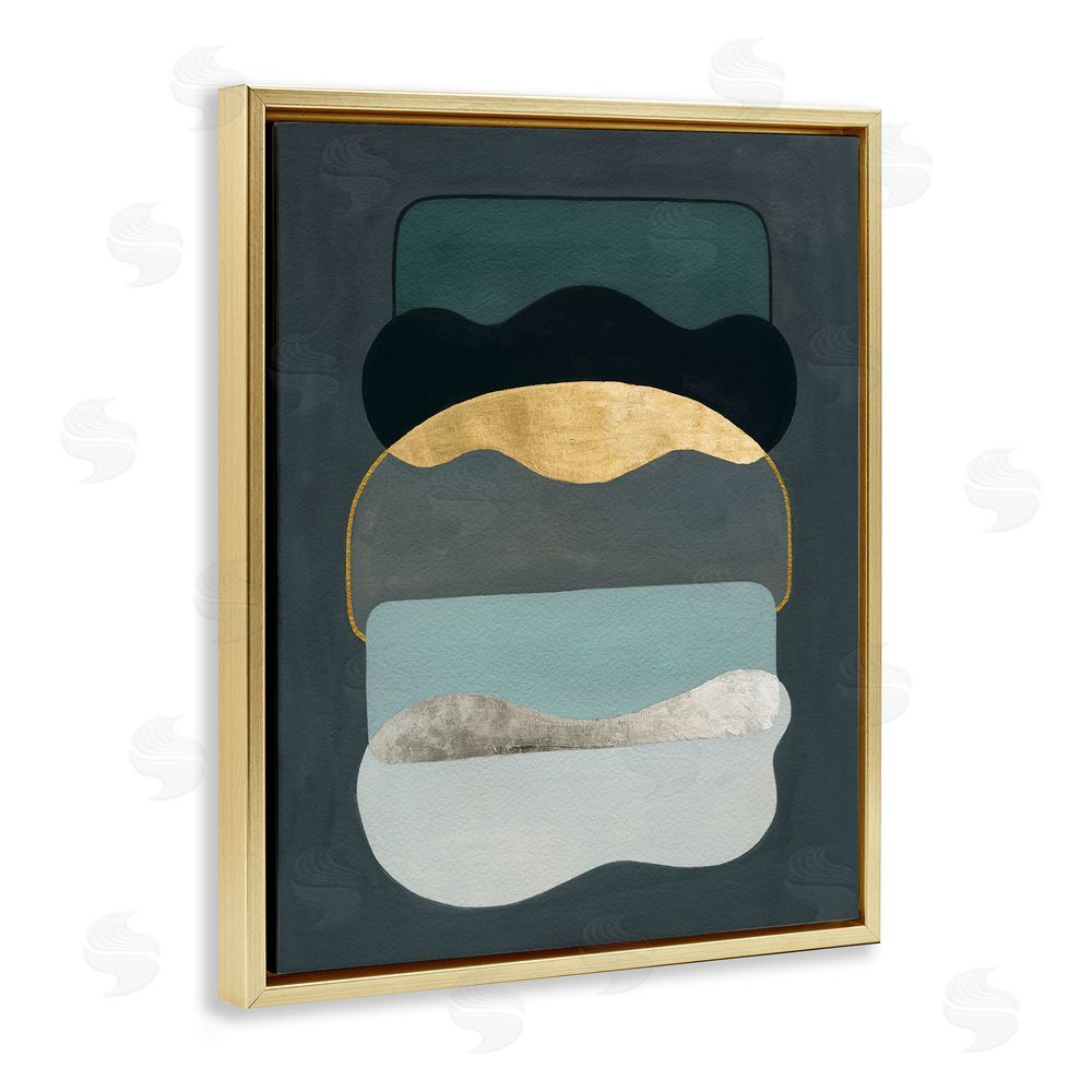 Grace Popp Dark Layered Shapes Gold Floating Frame Canvas Wall Art Print