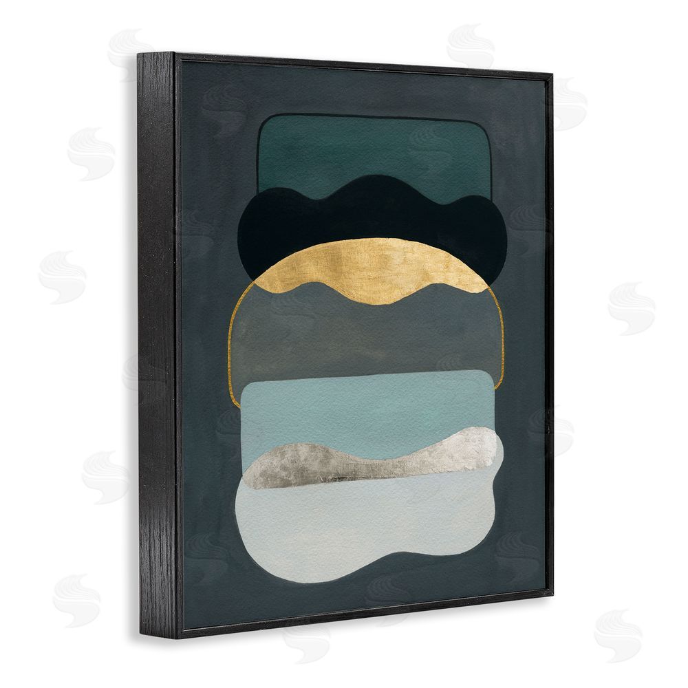 Grace Popp Dark Layered Shapes Black Framed Giclee Wall Art Print