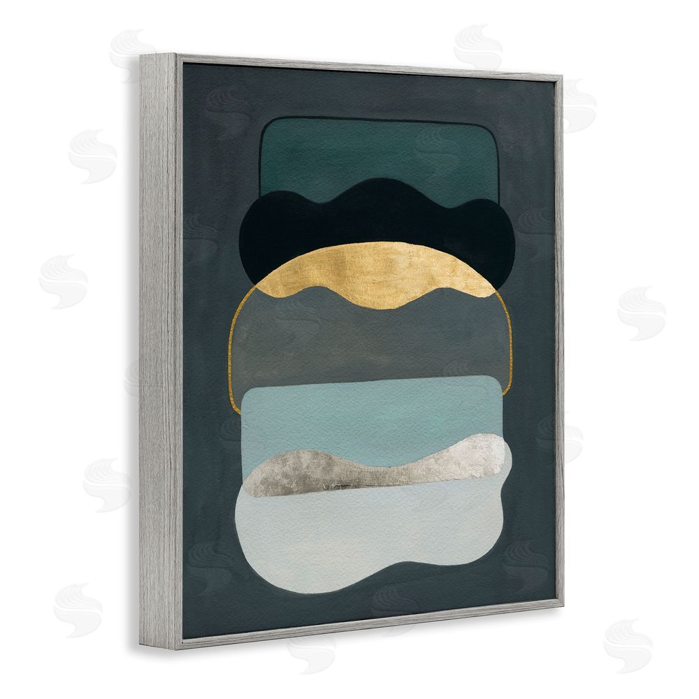 Grace Popp Dark Layered Shapes Gray Framed Giclee Wall Art Print