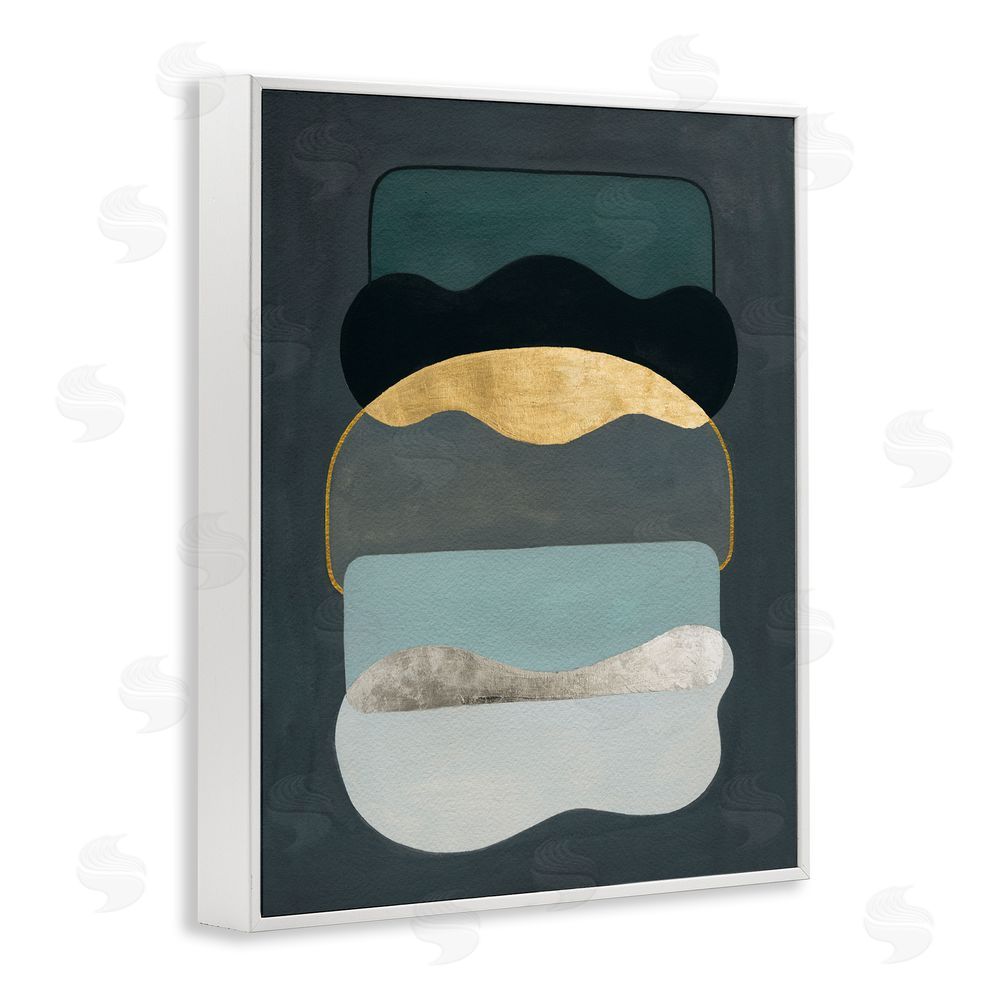 Grace Popp Dark Layered Shapes White Framed Giclee Wall Art Print