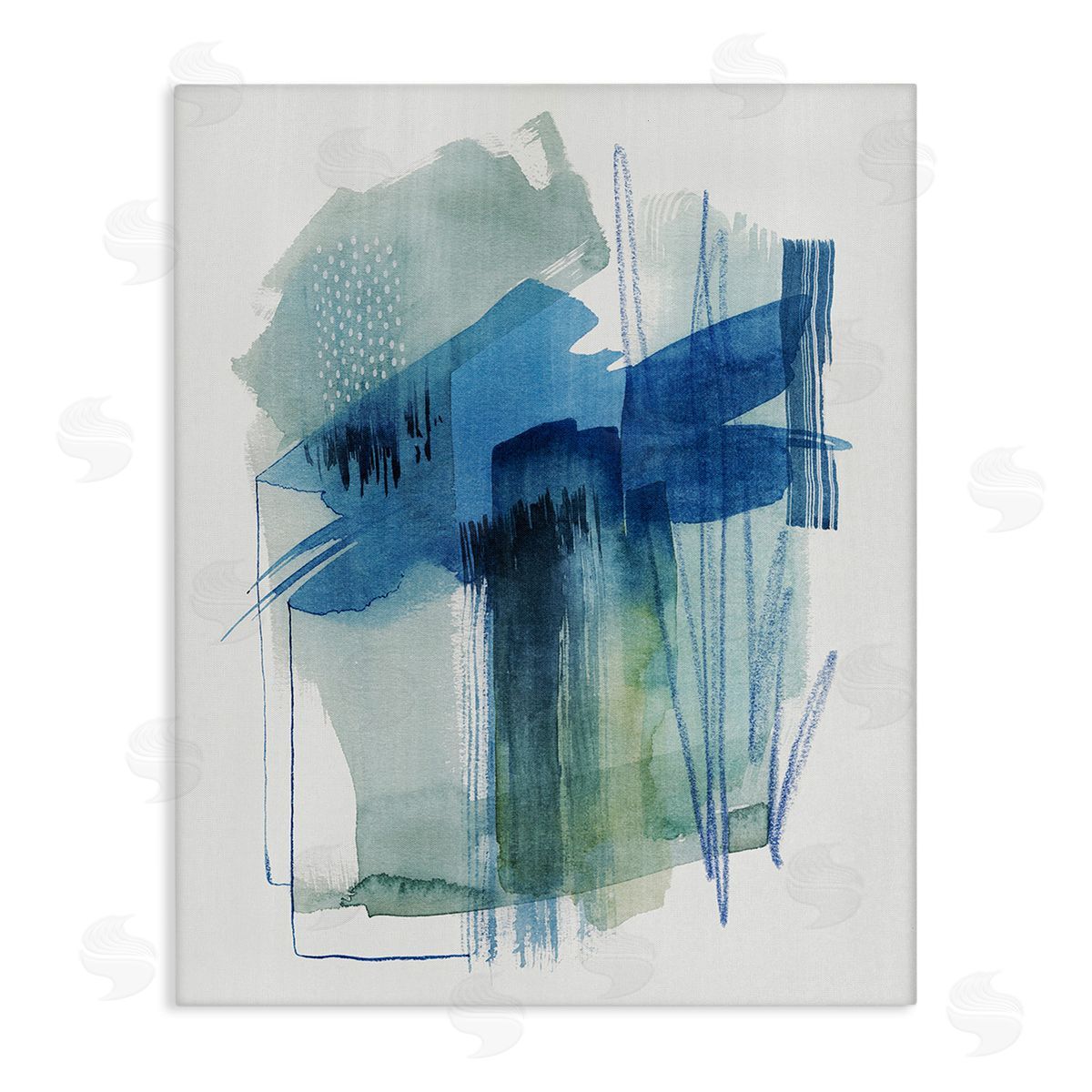 Grace Popp Blue Scribbles Painting Stretched Canvas Wall Art Print