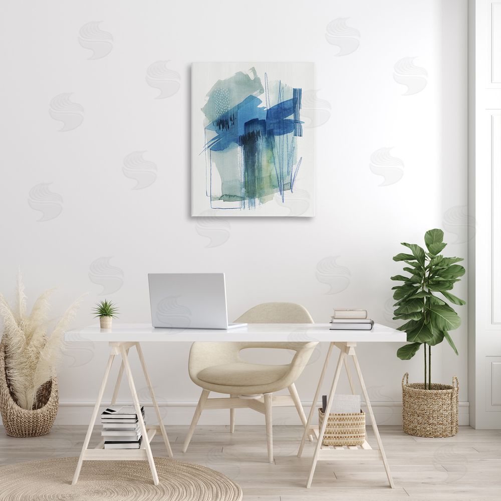 Grace Popp Blue Scribbles Painting Canvas Wall Art Print in Room