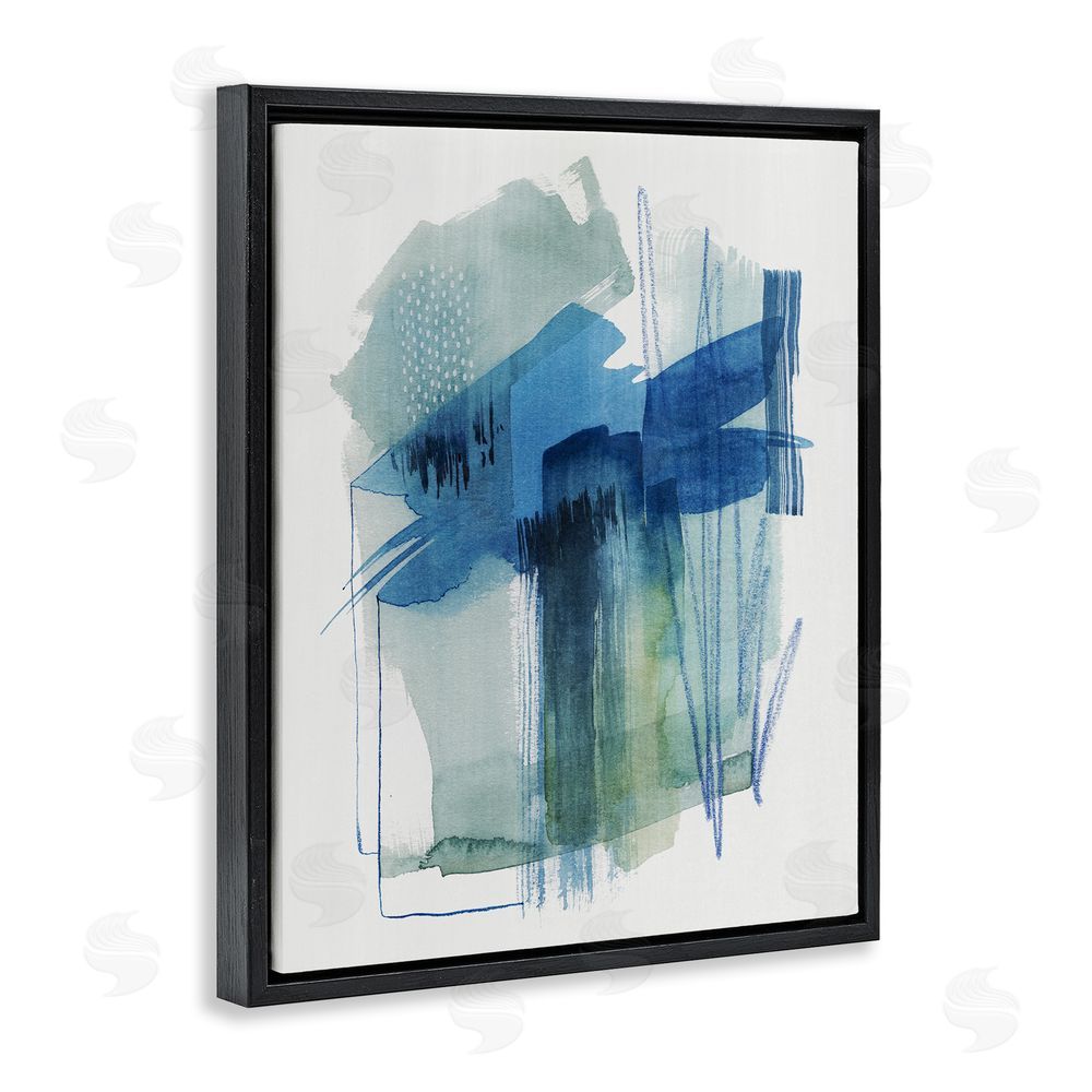 Grace Popp Blue Scribbles Painting Black Floating Frame Canvas Wall Art Print