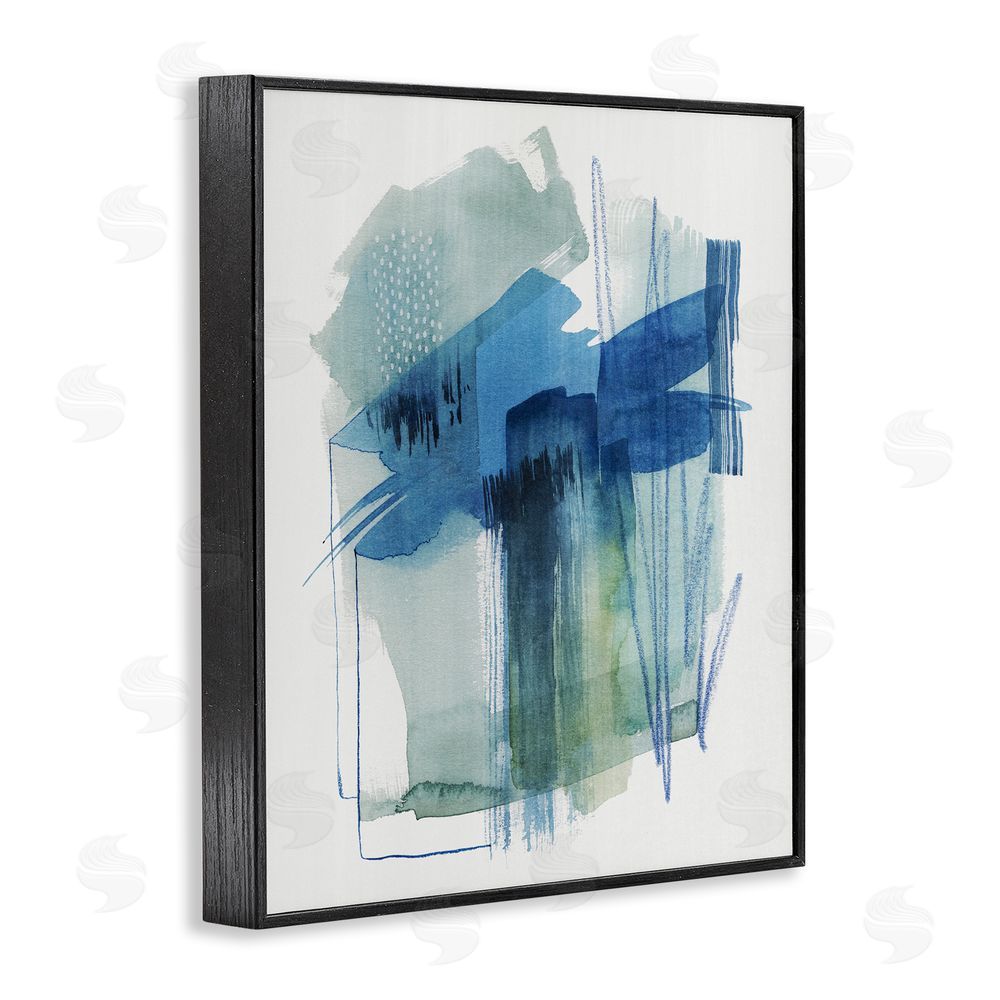 Grace Popp Blue Scribbles Painting Black Framed Giclee Wall Art Print