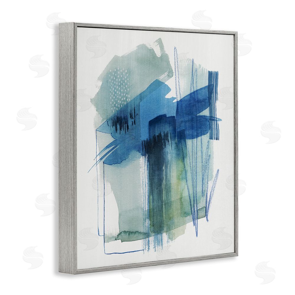 Grace Popp Blue Scribbles Painting Gray Framed Giclee Wall Art Print