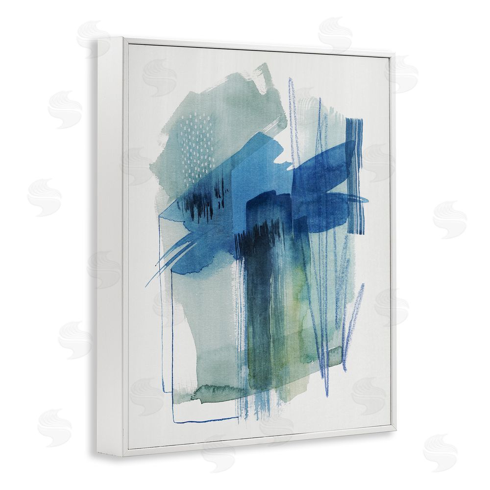Grace Popp Blue Scribbles Painting White Framed Giclee Wall Art Print