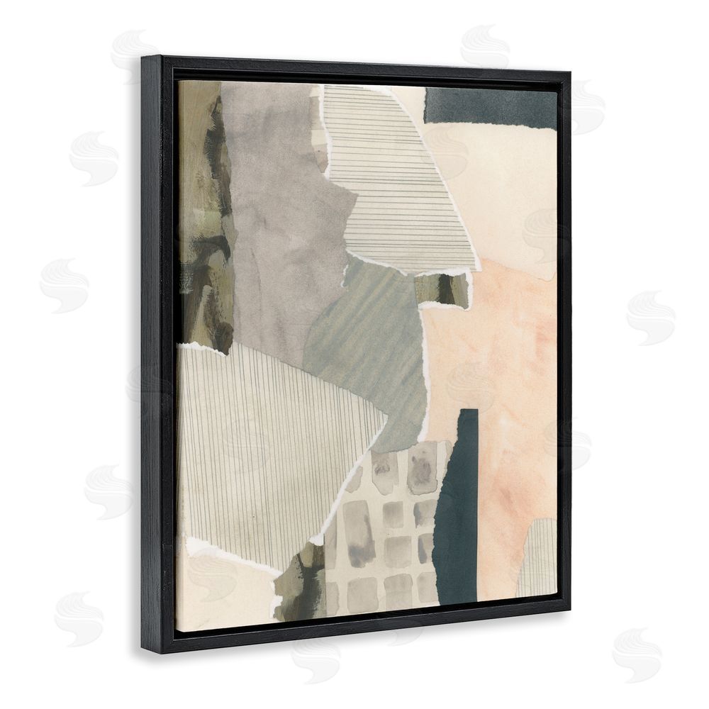 June Erica Vess Asymmetric Neutral Patterns Black Floating Frame Canvas Wall Art Print