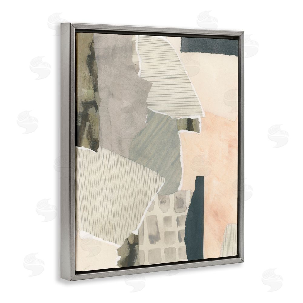 June Erica Vess Asymmetric Neutral Patterns Grey Floating Frame Canvas Wall Art Print