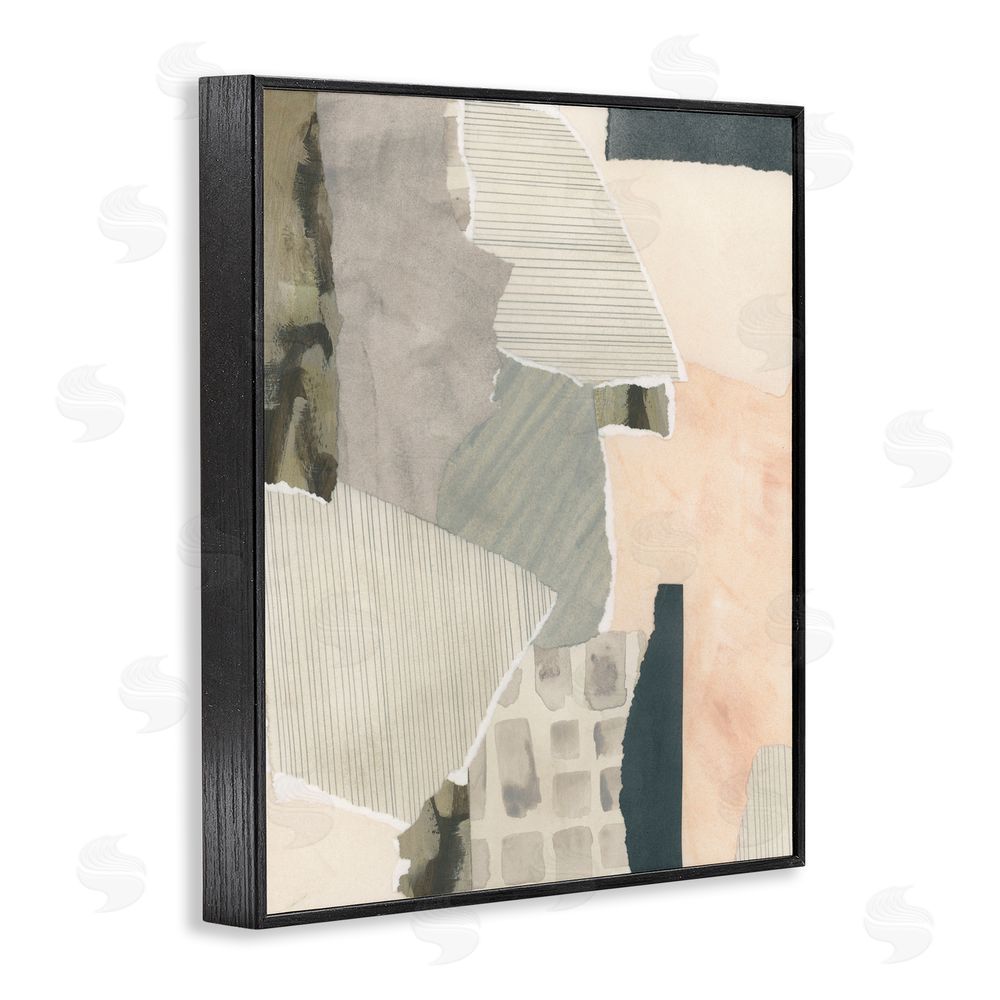 June Erica Vess Asymmetric Neutral Patterns Black Framed Giclee Wall Art Print