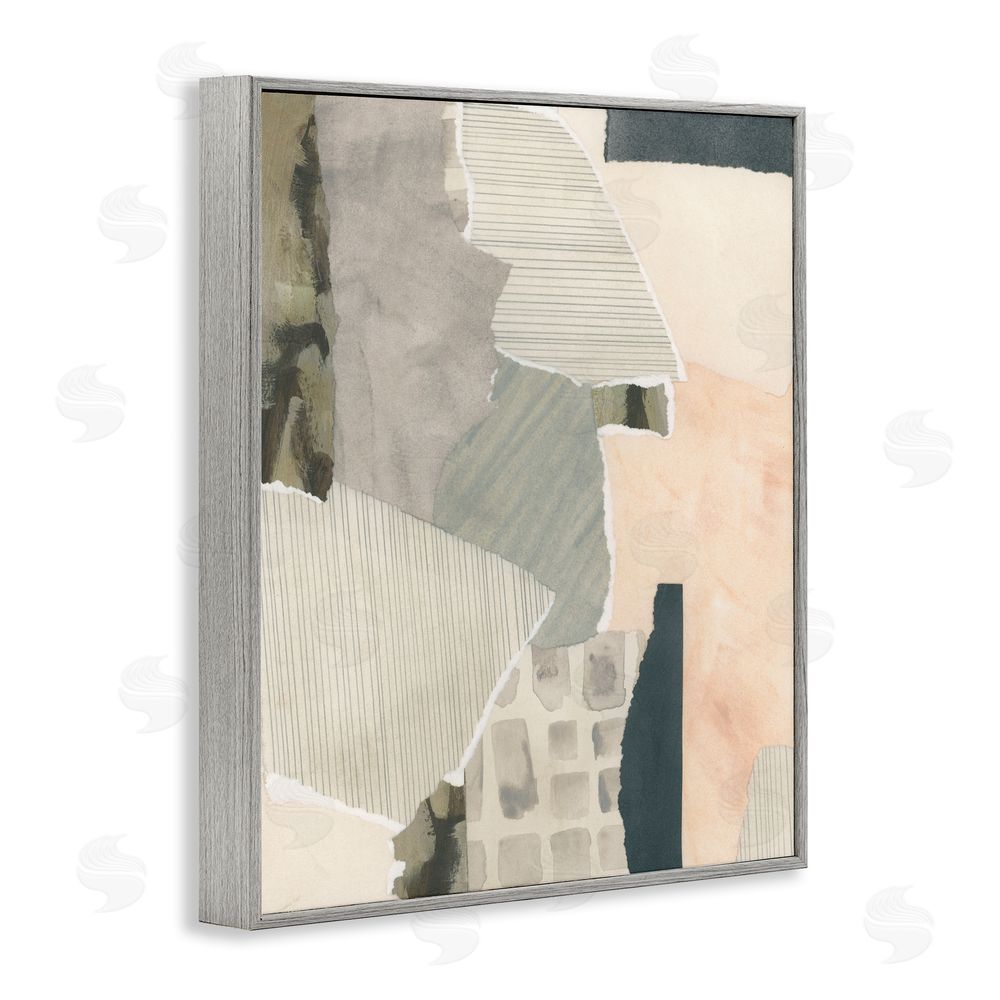 June Erica Vess Asymmetric Neutral Patterns Gray Framed Giclee Wall Art Print