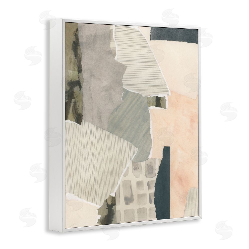 June Erica Vess Asymmetric Neutral Patterns White Framed Giclee Wall Art Print