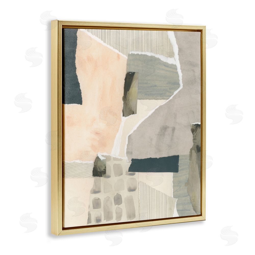 June Erica Vess Neutral Patterns Abstract Gold Floating Frame Canvas Wall Art Print