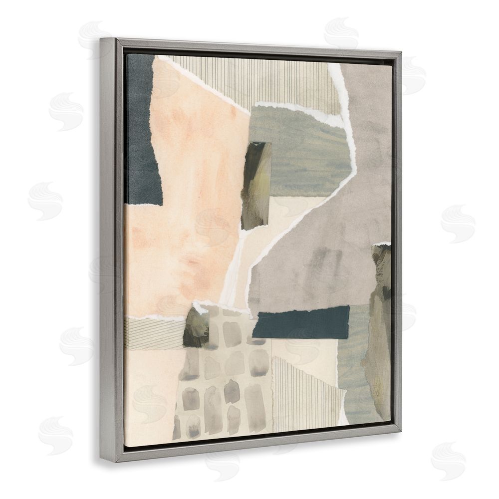 June Erica Vess Neutral Patterns Abstract Grey Floating Frame Canvas Wall Art Print
