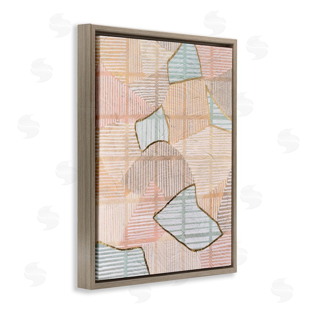 Vanna Lam Stripe Patterned Abstraction Brown Floating Frame Canvas Wall Art Print