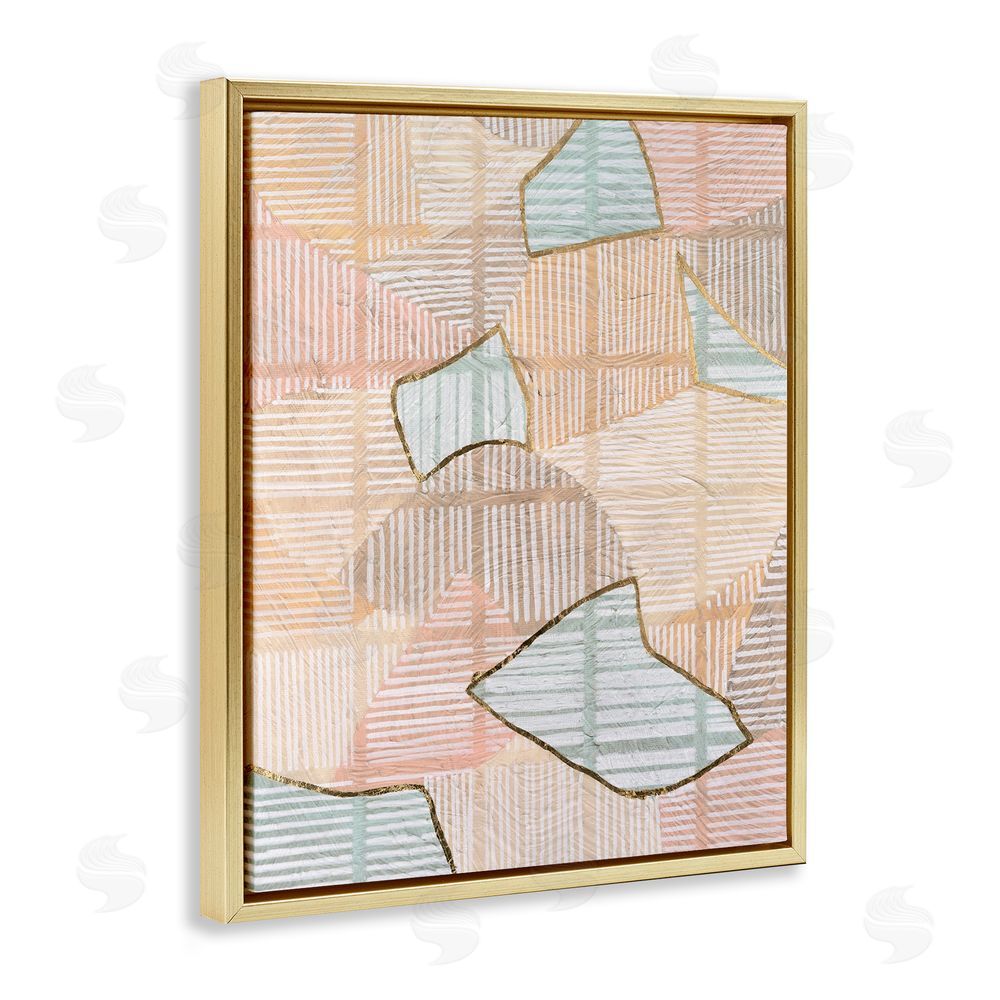 Vanna Lam Stripe Patterned Abstraction Gold Floating Frame Canvas Wall Art Print