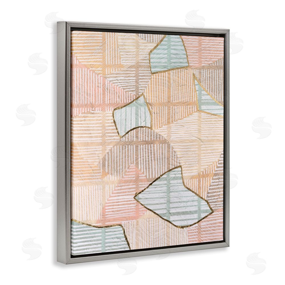 Vanna Lam Stripe Patterned Abstraction Grey Floating Frame Canvas Wall Art Print