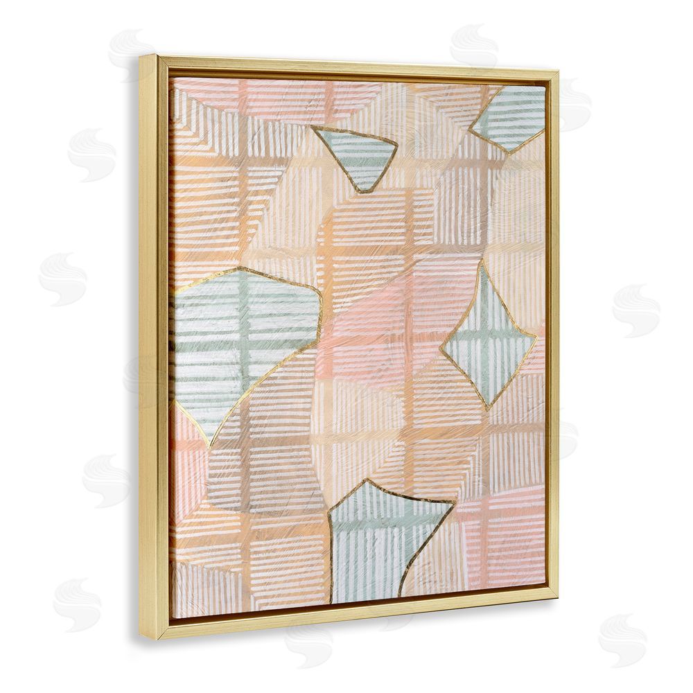 Vanna Lam Pastel Patterned Shapes Gold Floating Frame Canvas Wall Art Print