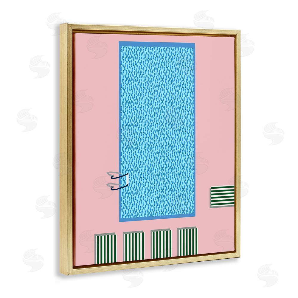 Regina Moore Abstract Summer Pool Gold Floating Frame Canvas Wall Art Print