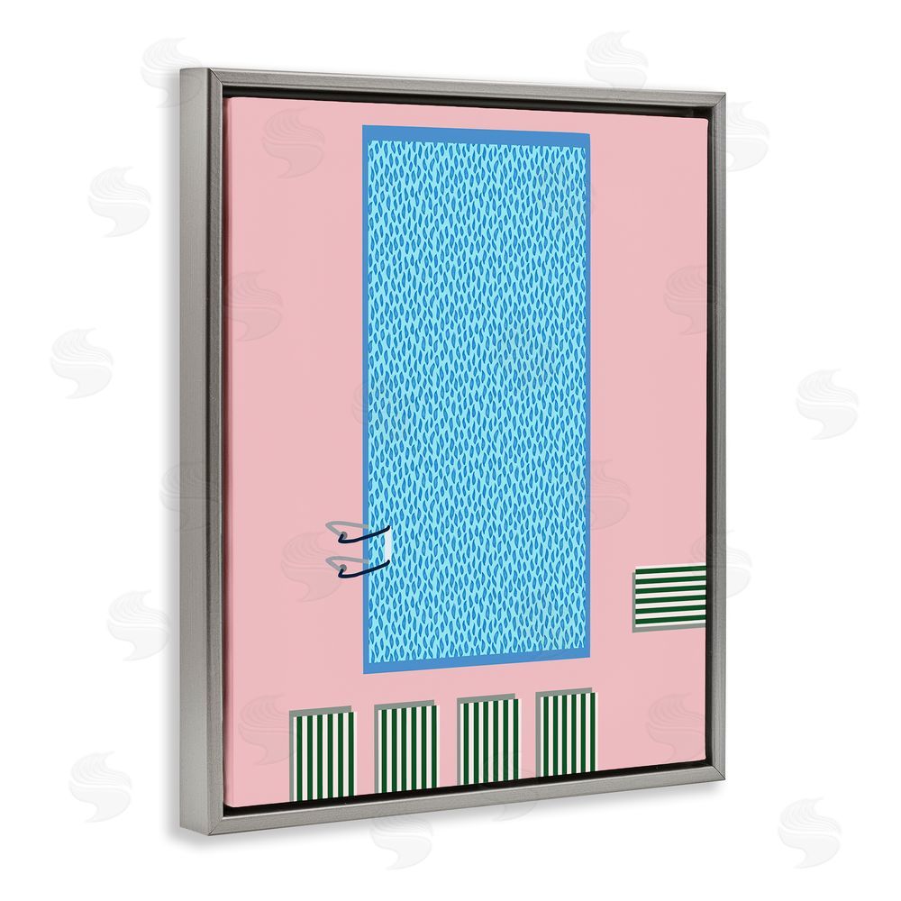 Regina Moore Abstract Summer Pool Grey Floating Frame Canvas Wall Art Print