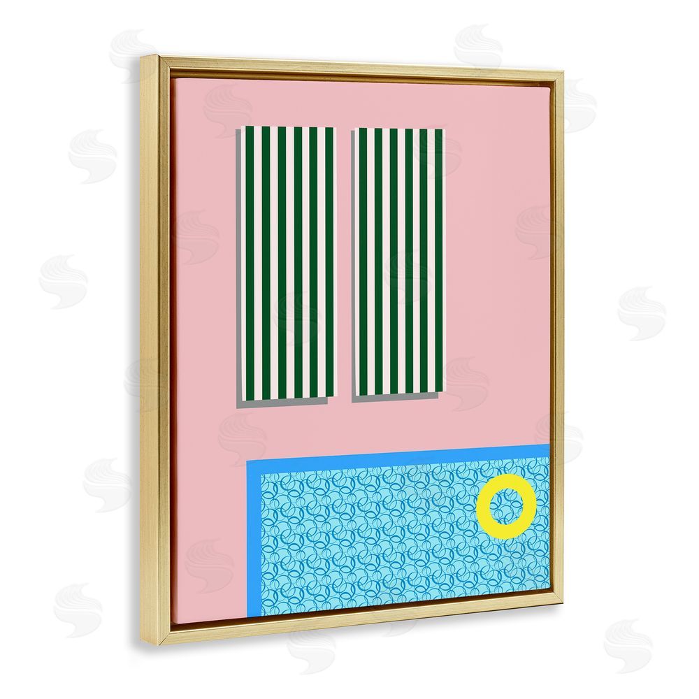 Regina Moore Geometric Summer Poolside Gold Floating Frame Canvas Wall Art Print