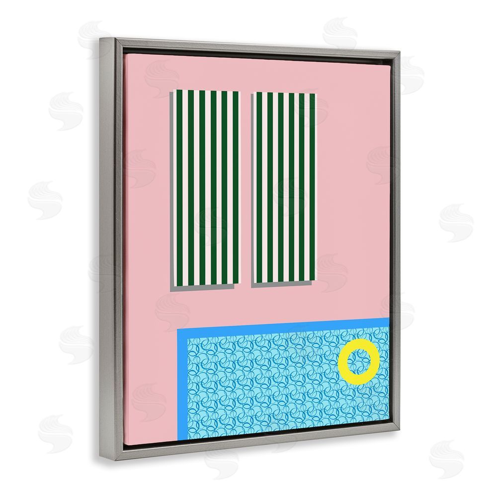 Regina Moore Geometric Summer Poolside Grey Floating Frame Canvas Wall Art Print