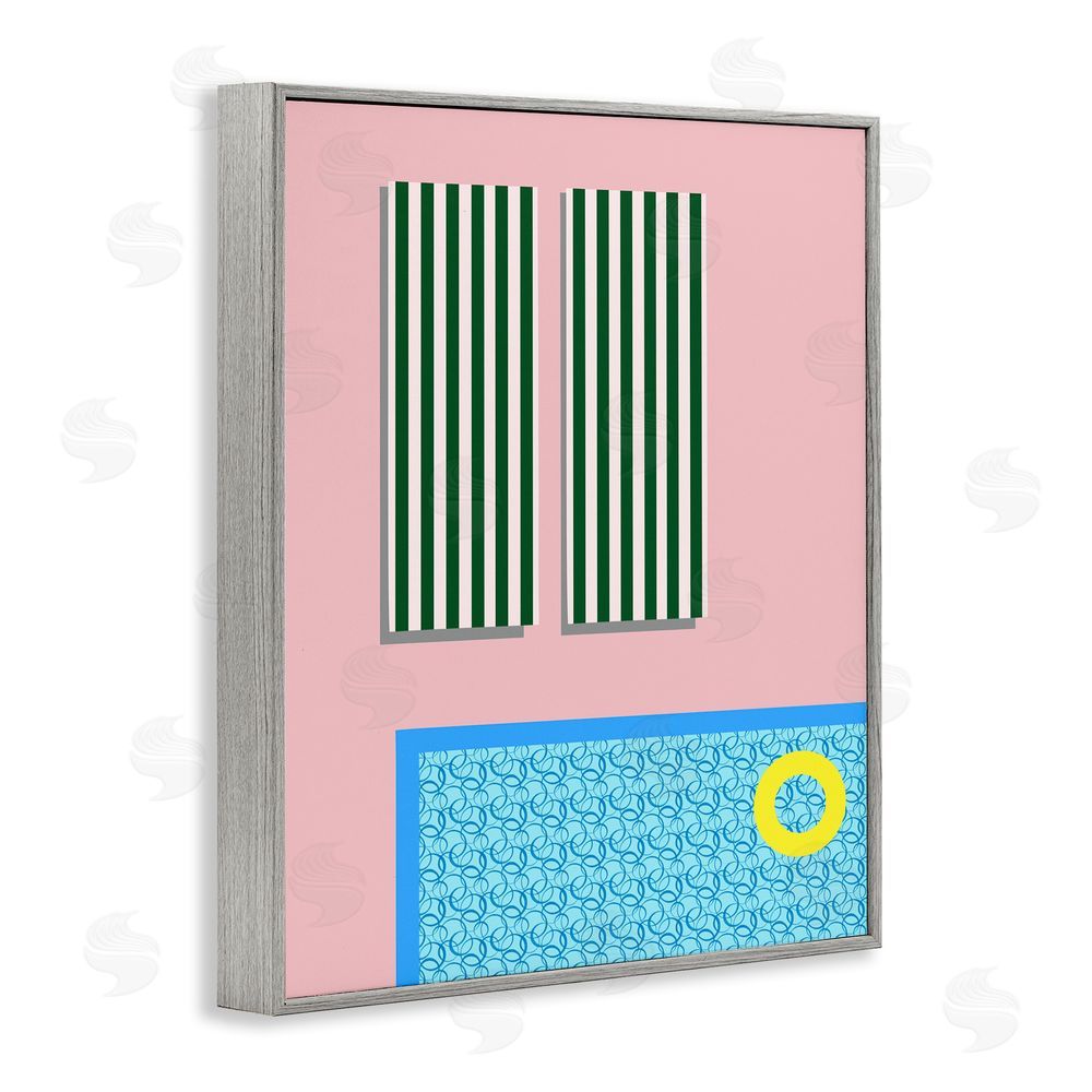 Regina Moore Geometric Summer Poolside Gray Framed Giclee Wall Art Print