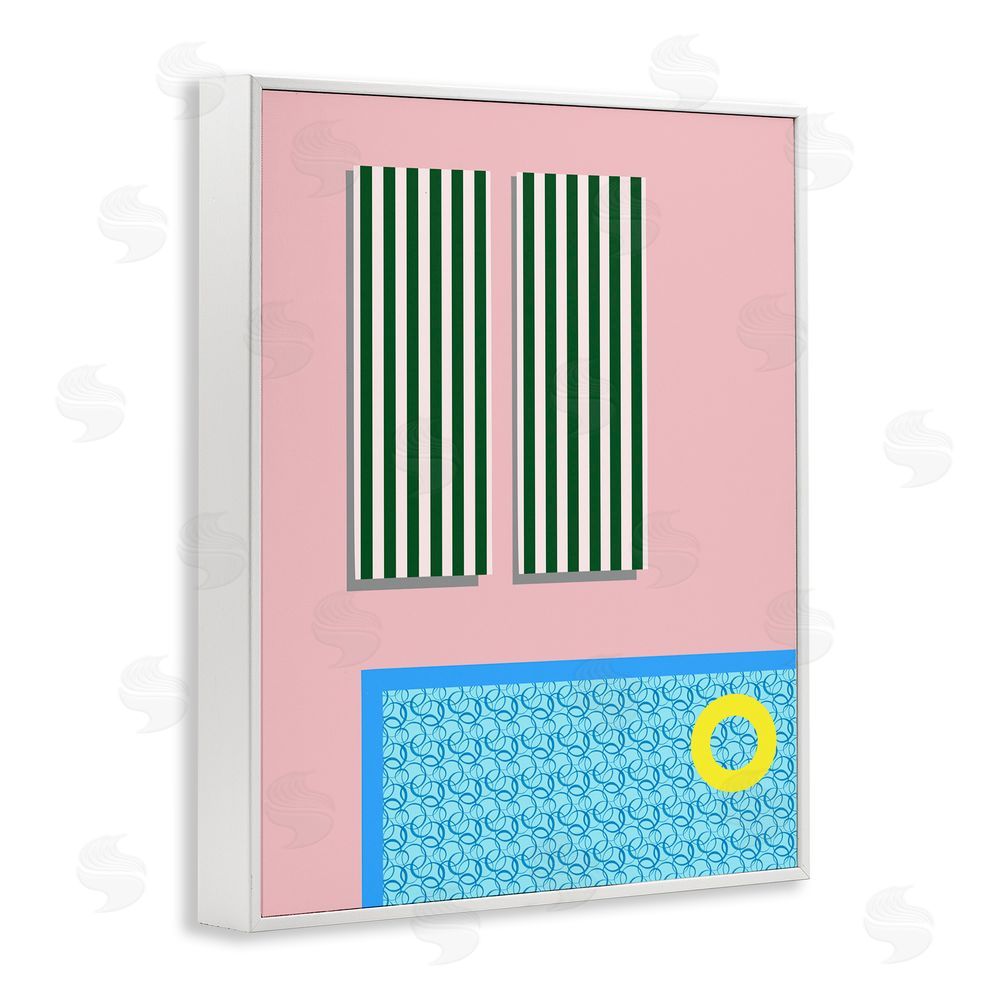 Regina Moore Geometric Summer Poolside White Framed Giclee Wall Art Print
