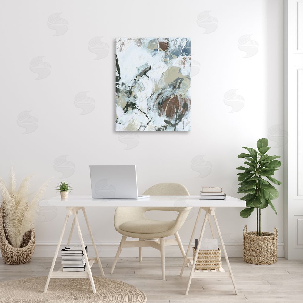 June Erica Vess Expressive Neutral Abstraction Canvas Wall Art Print in Room
