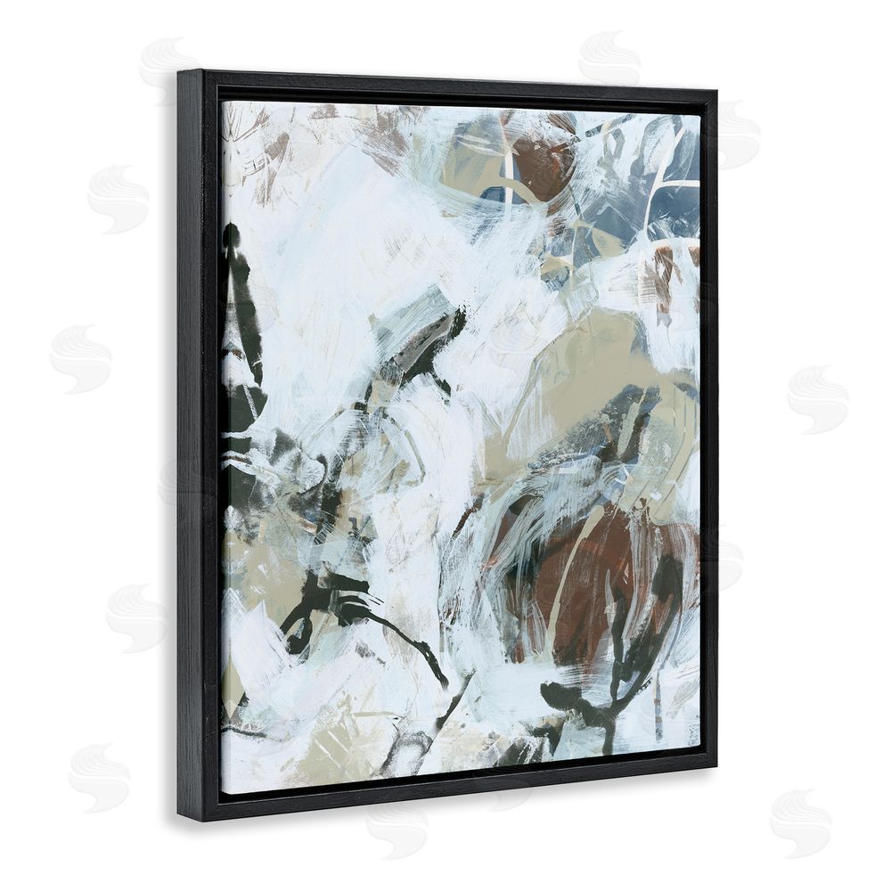 June Erica Vess Expressive Neutral Abstraction Black Floating Frame Canvas Wall Art Print