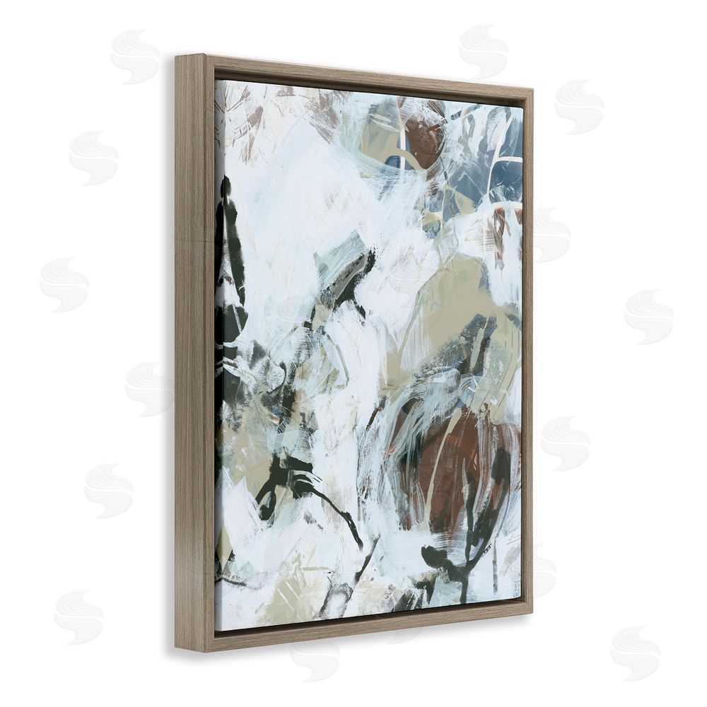 June Erica Vess Expressive Neutral Abstraction Brown Floating Frame Canvas Wall Art Print