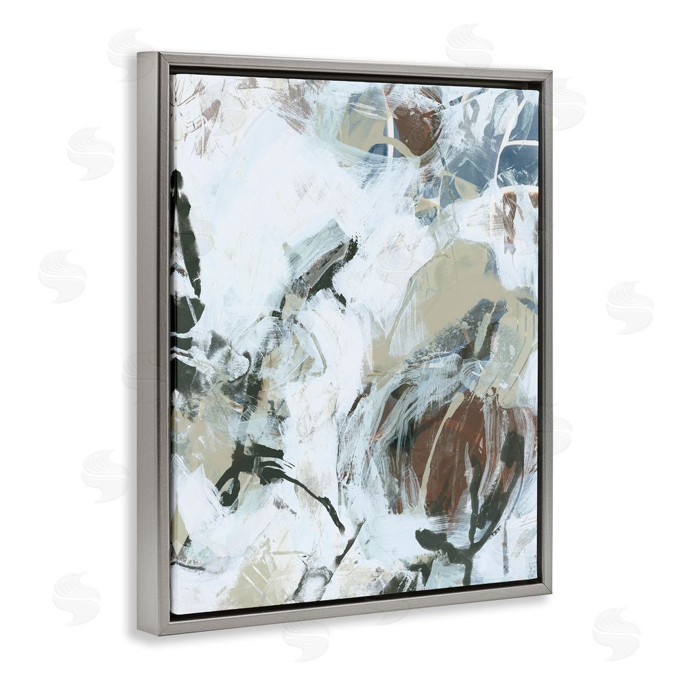 June Erica Vess Expressive Neutral Abstraction Grey Floating Frame Canvas Wall Art Print
