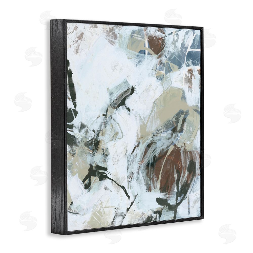 June Erica Vess Expressive Neutral Abstraction Black Framed Giclee Wall Art Print