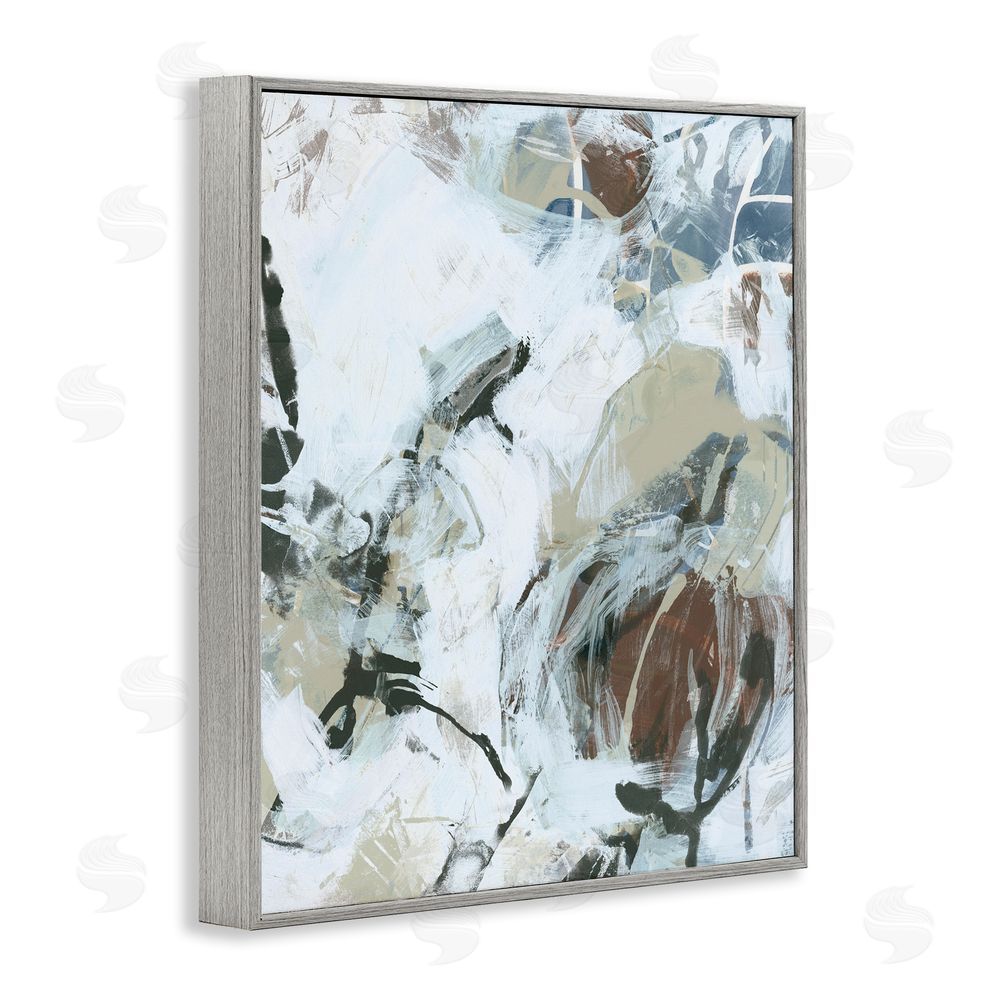June Erica Vess Expressive Neutral Abstraction Gray Framed Giclee Wall Art Print