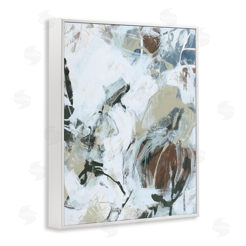 June Erica Vess Expressive Neutral Abstraction White Framed Giclee Wall Art Print