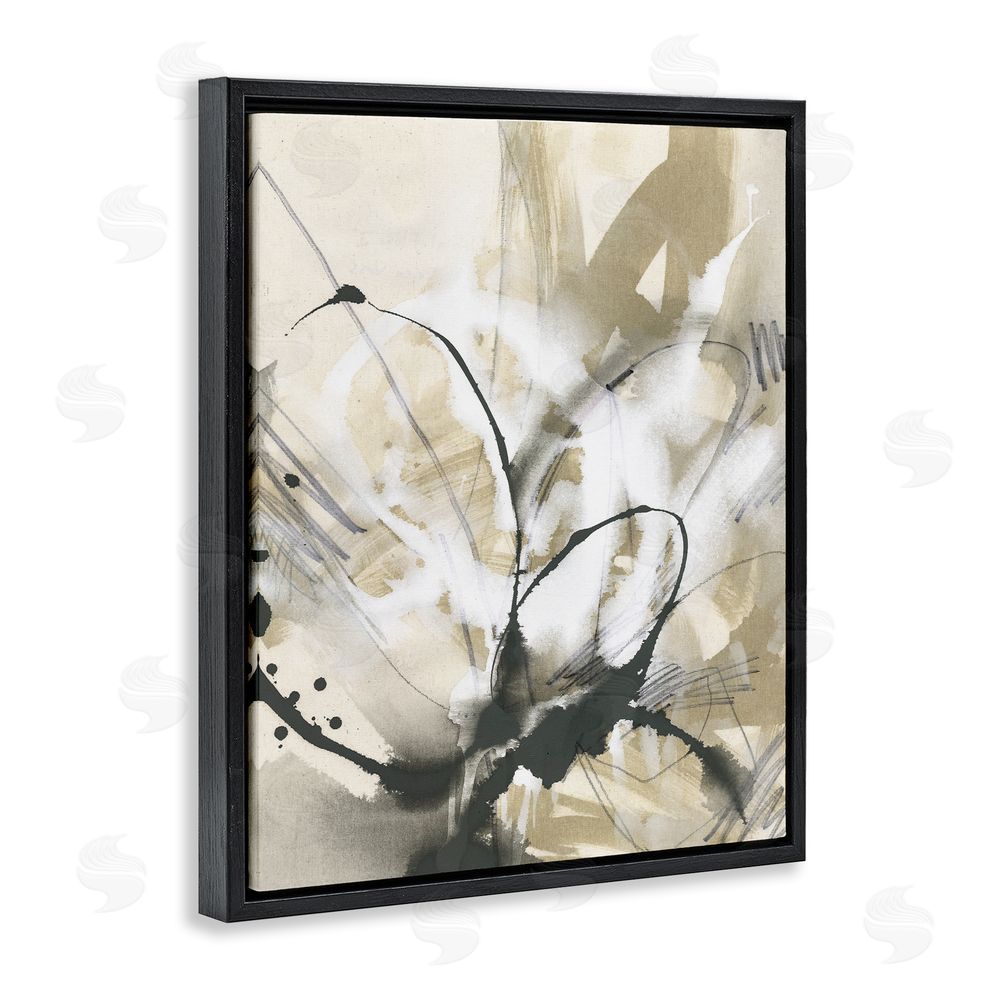 June Erica Vess Circular Complex Abstract Black Floating Frame Canvas Wall Art Print