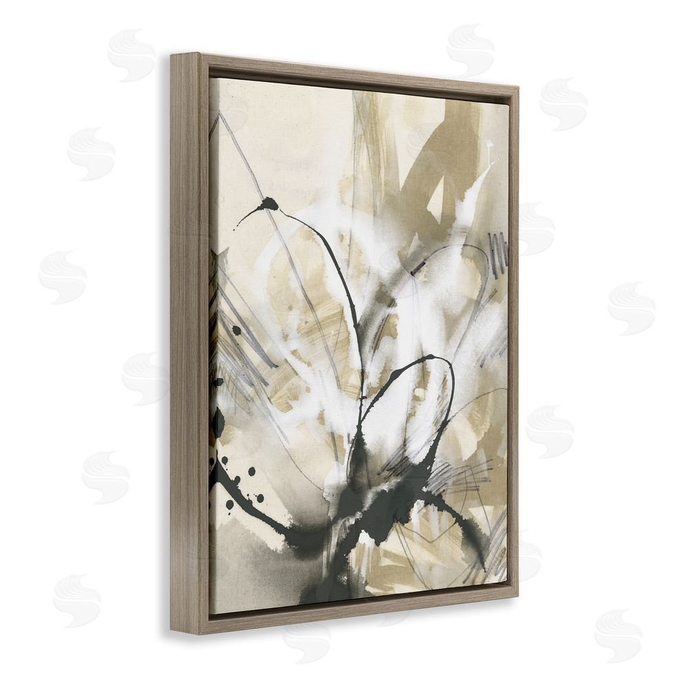 June Erica Vess Circular Complex Abstract Brown Floating Frame Canvas Wall Art Print